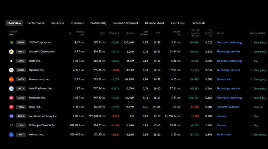 TradingView Stocks Overview
