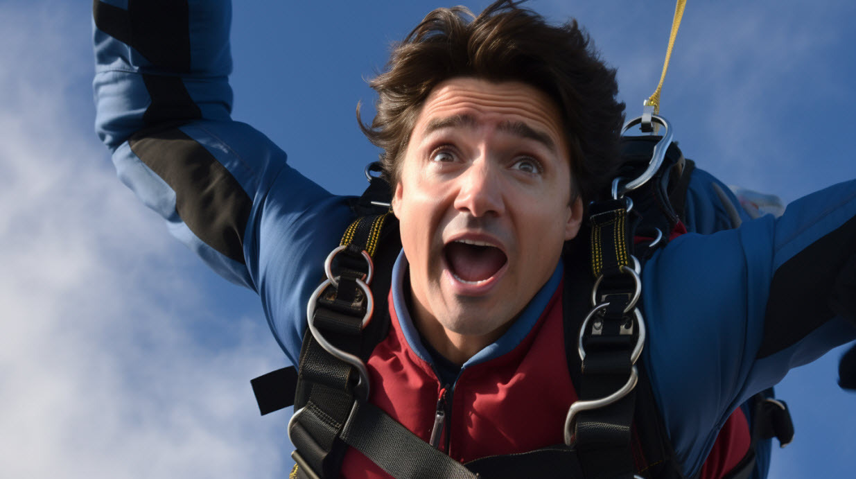 Trudeau skydiving AI image