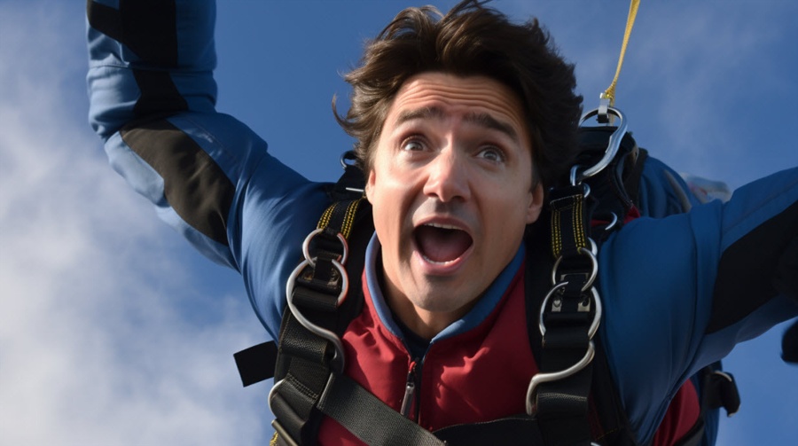 Trudeau skydiving AI image
