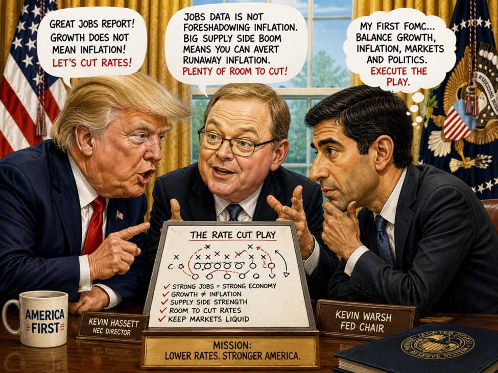 Trump hheers Jobs report.  Bond yields rising/ stock sliding send warnings