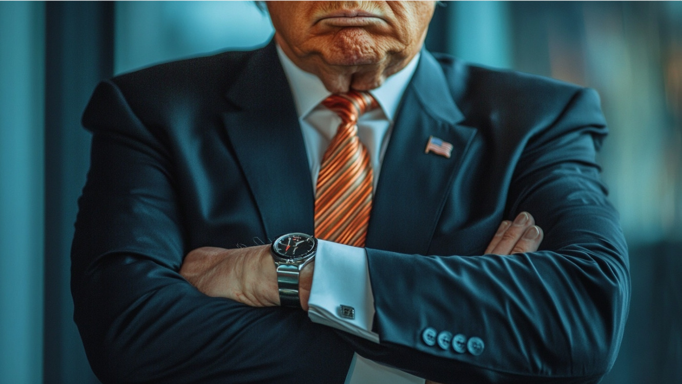 Trump arms crossed pouting