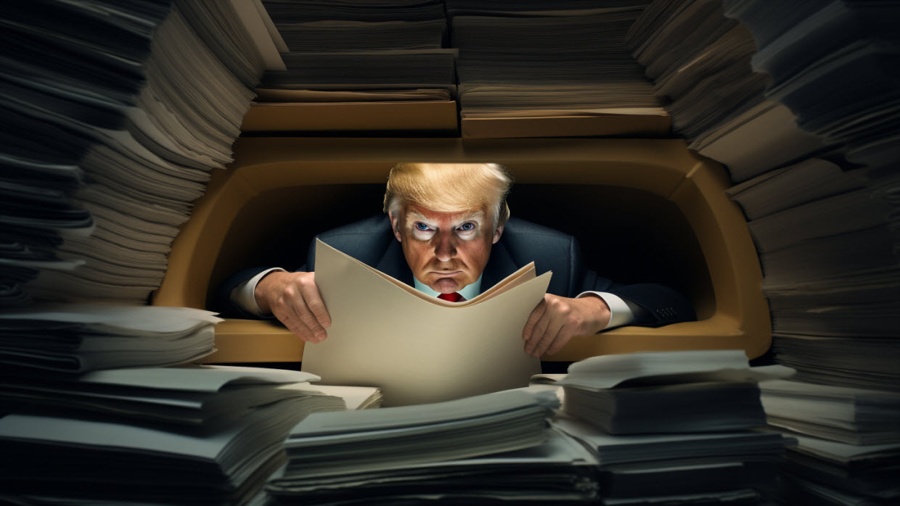 Trump hiding classified documents AI image