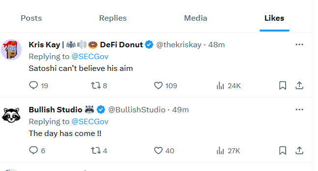 Tweets the SEC account 'liked'