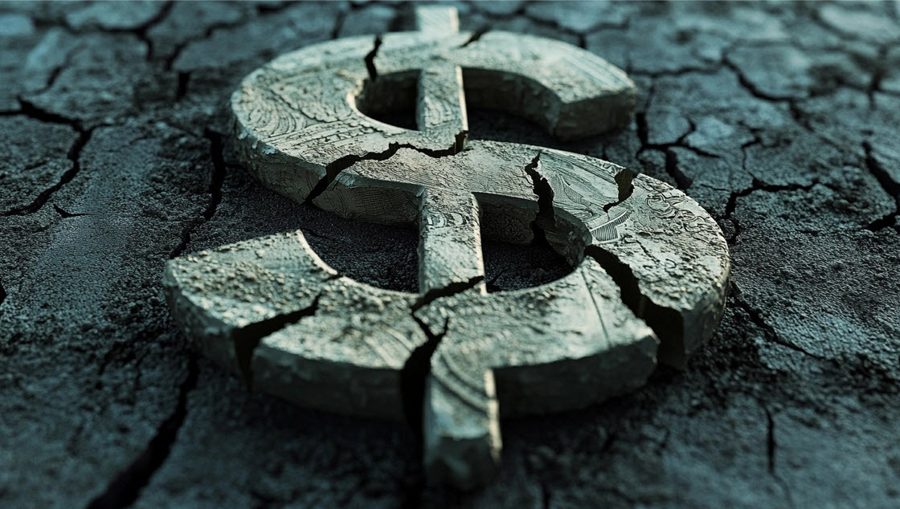 US dollar cracking USD sign
