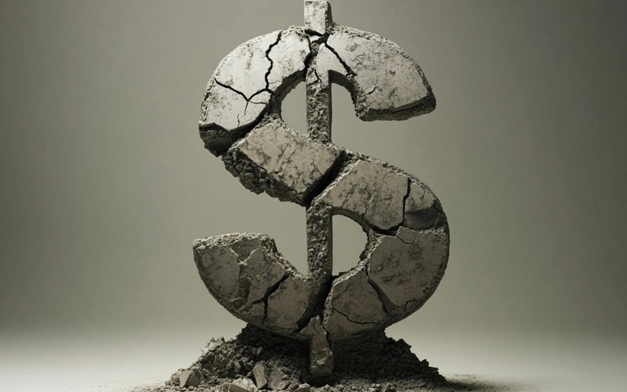 US dollar cracking sculpture