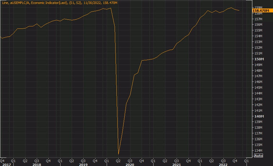 US household survey nonfarm payrolls