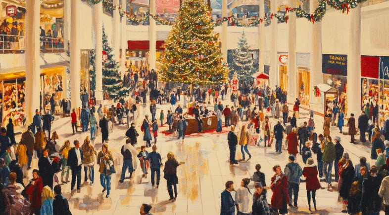 US shopping mall christmas art