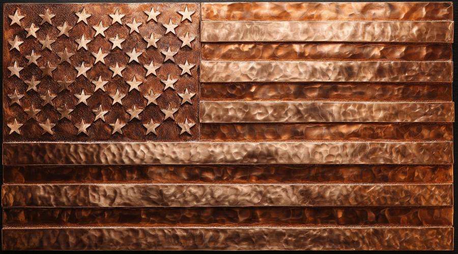 USA flag made from copper