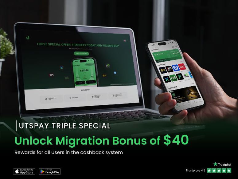 UTSPAY Triple Special: Get $40 Bonus and Higher Forex Cashback