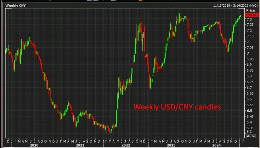 Weekly USDCNY candles 08 January 2025 2