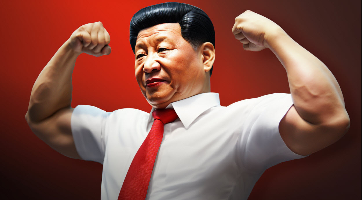 Xi flexing muscles AI image