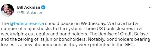 ackman fomc forecast 21 March 2023