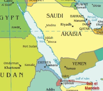 bab el mandeb strait map