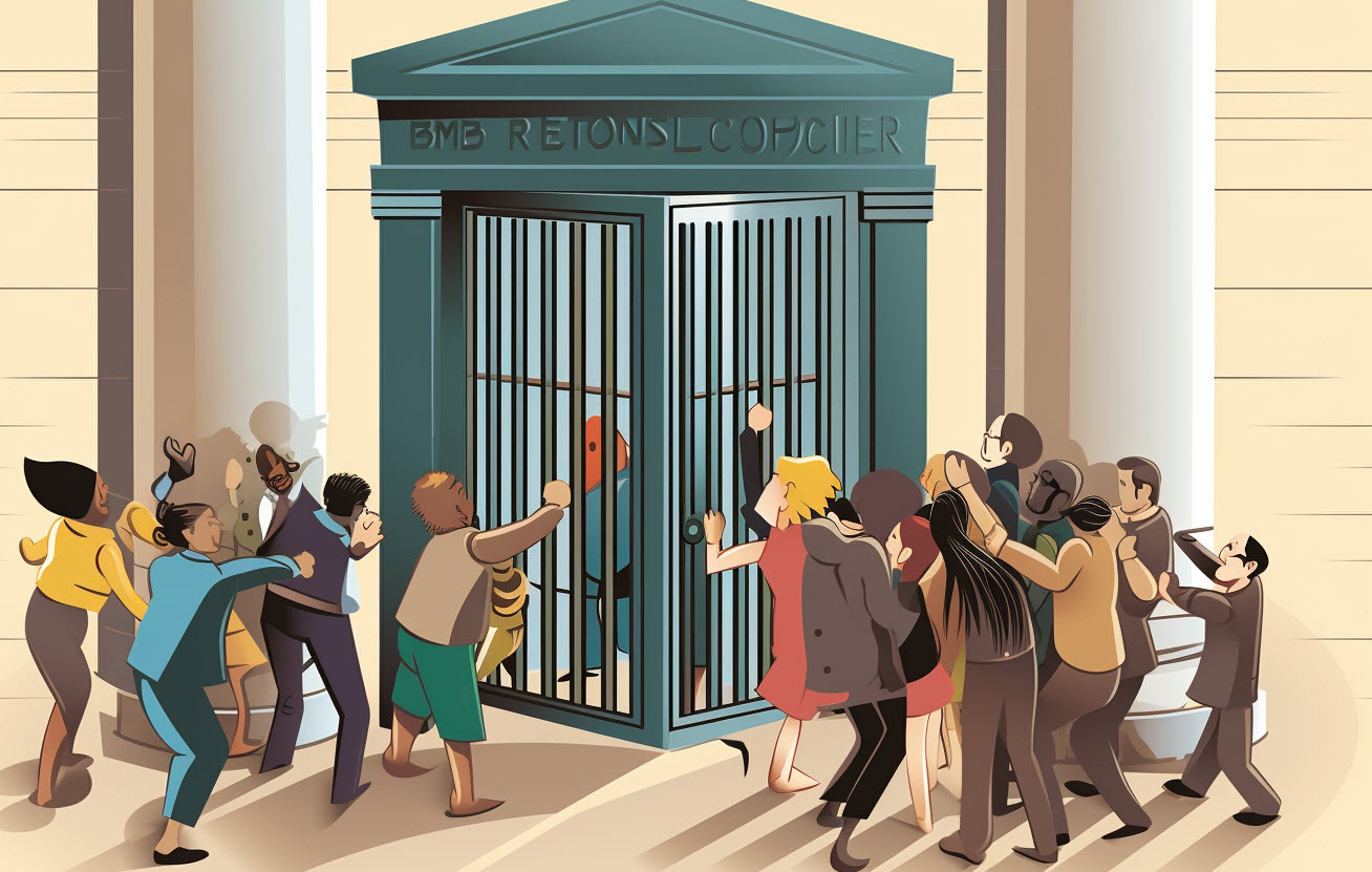 bank run cartoon