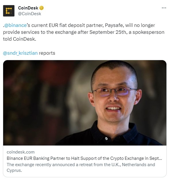 binance paysafe eur deposits coindesk 29 June 2023
