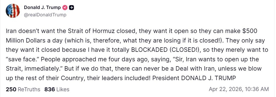 blow up the rest of their Country 22 April 2026