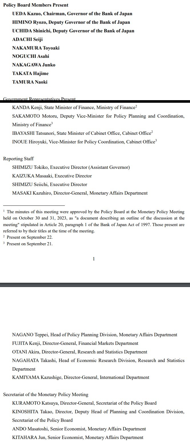 boj meeting attendees 06 November 2023