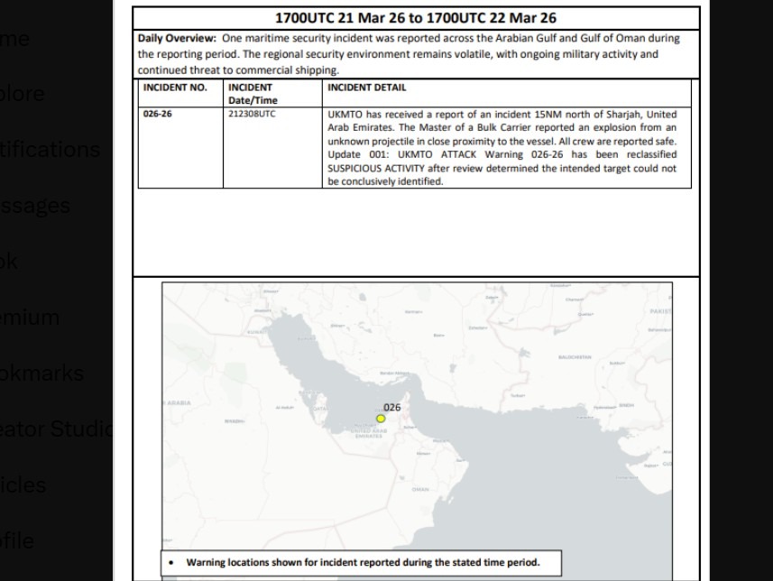 Gulf shipping risks rise after blast near vessel off UAE Sharjah coast ...