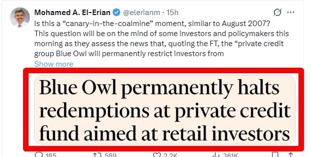 canary coal mine blure owl 20 February 2026