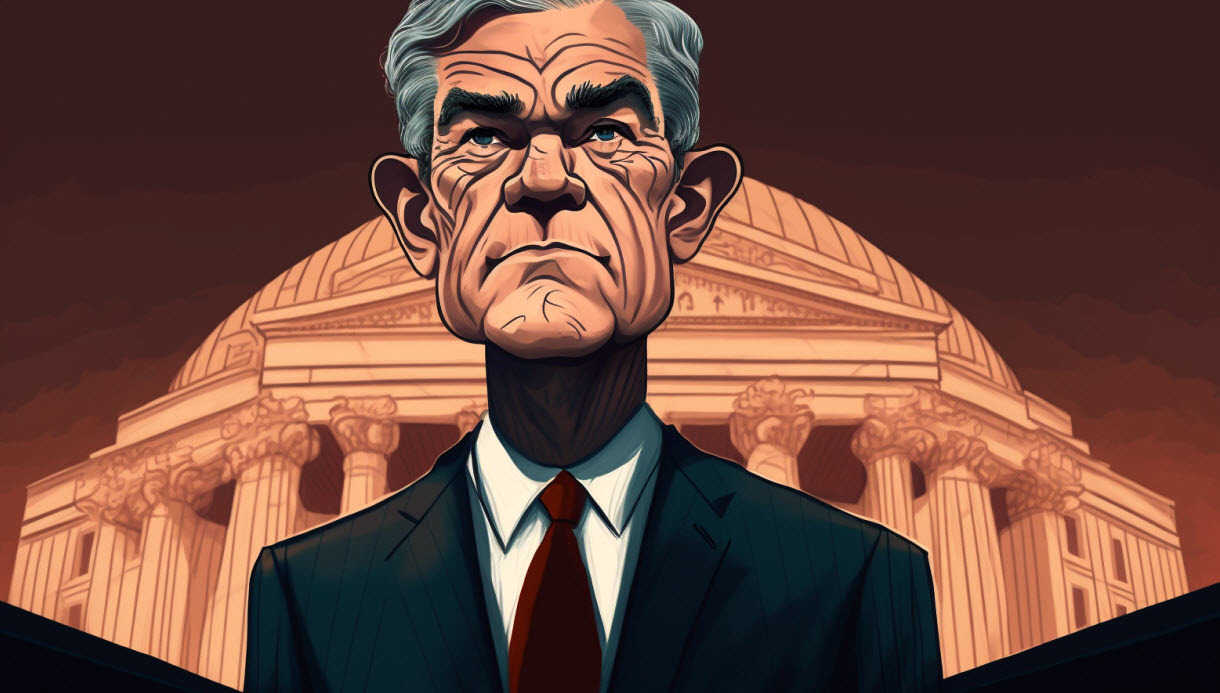 caricature of jerome powell capitol
