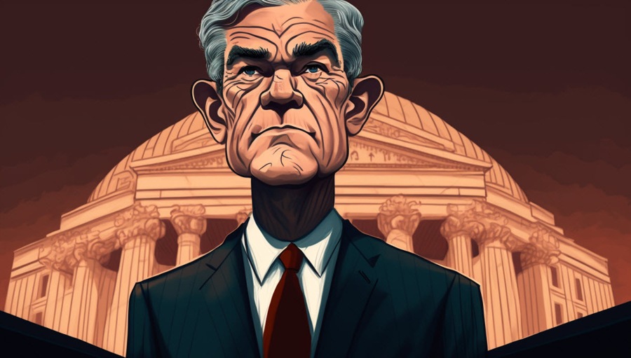 caricature of jerome powell capitol