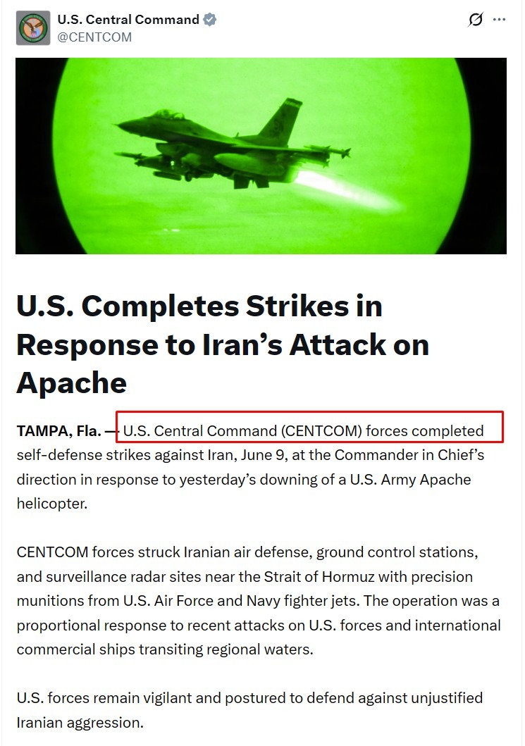 centceom iran attacks complete 10 June 2026