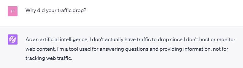 chat gpt traffic drop 06 July 2023