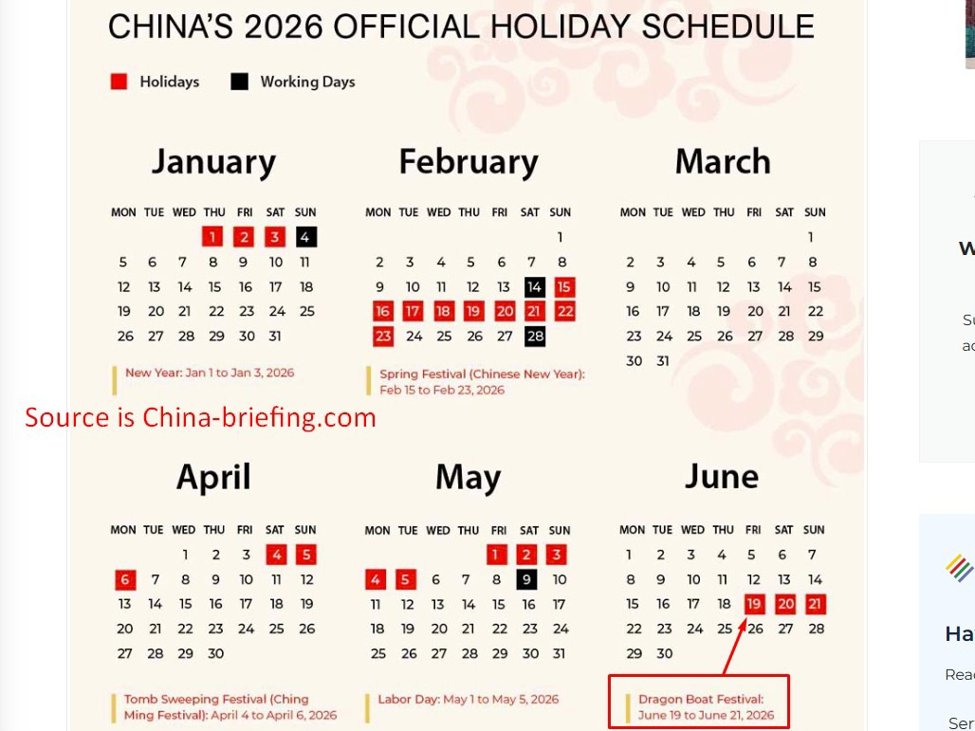Reminder - Hong Kong and China markets are closed for a holiday today, 19 June 2026