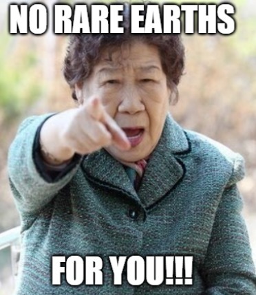 The rare earth threat from China has been plodding along for what, a couple of years ??? … and now w