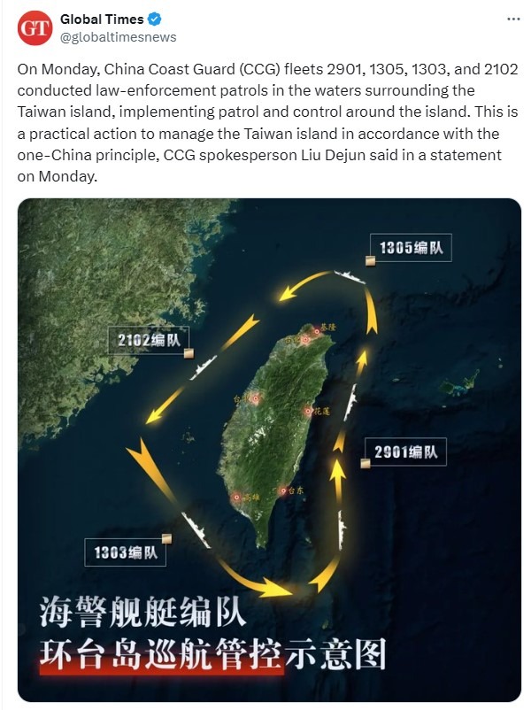 china surrounds taiwan 14 October 2024 2