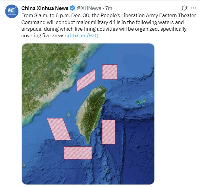 china taiwan threaT29 December 2025