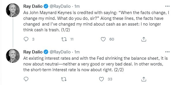 dalio cash rate right 04 October 2022