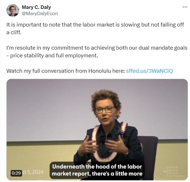 daly twitter Federal Reserve 06 August 2024 2