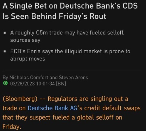 deutsche bank cds rout 29 March 2023