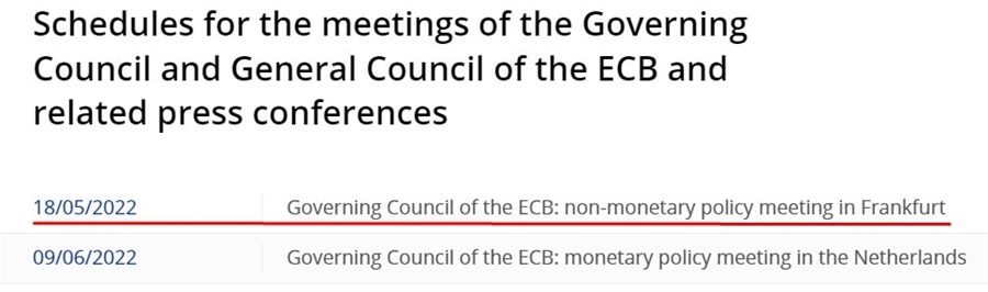 ecb 18 May 2022