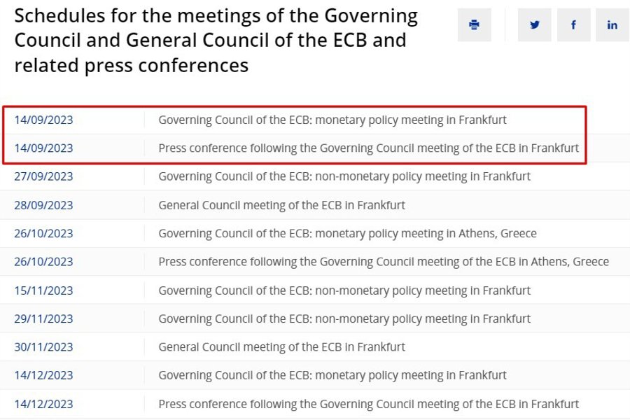 ecb dates September 2023