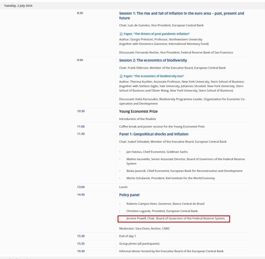 ecb sintra forum 01 July 2024 powell