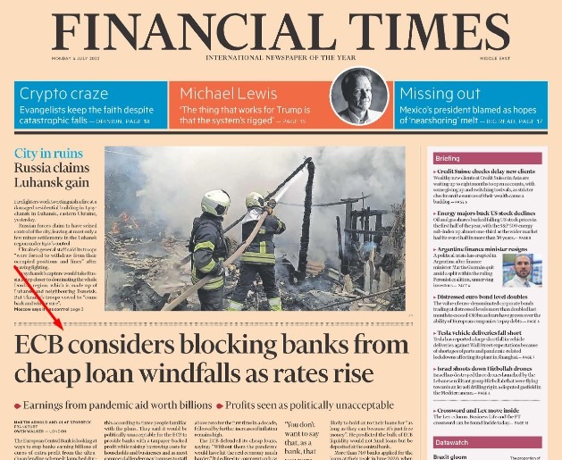 ecb windfall Financial Times