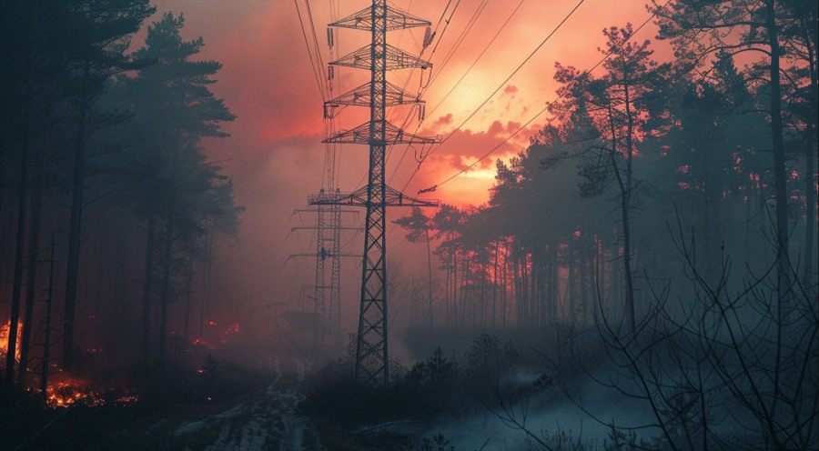 forest fire electrical wires