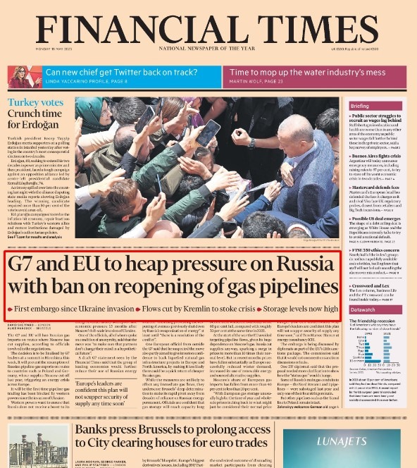 g7 eu russia pipelines ban 15 May 2023