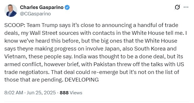 gasparino trade deals 25 June 2025 2