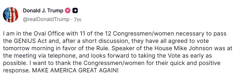 genius vote 16 July 2025 trump