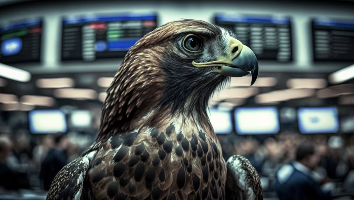 hawk on a forex trading room floor