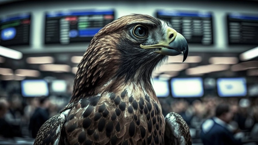 hawk on a forex trading room floor