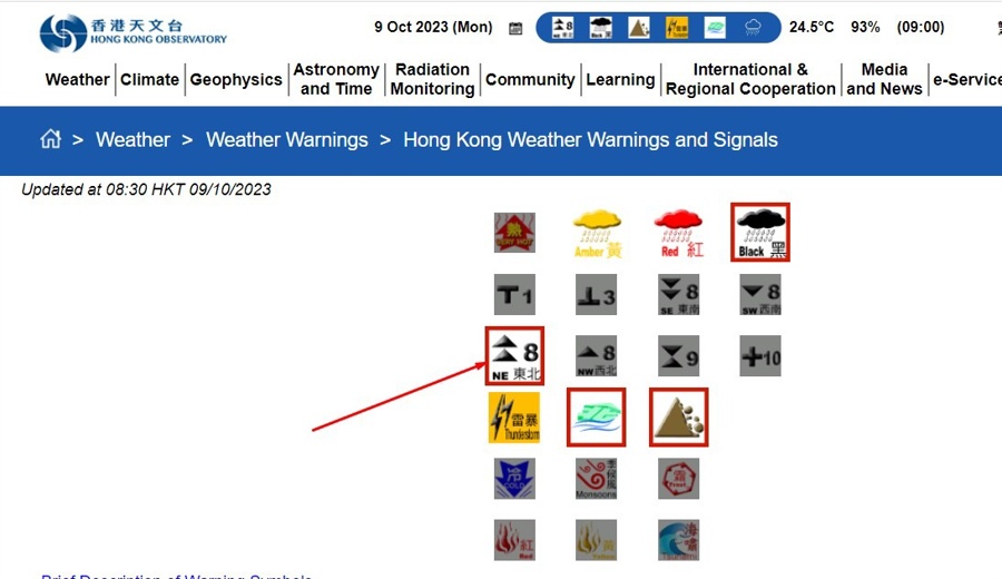hkex closed tyhpoon 09 October 2023