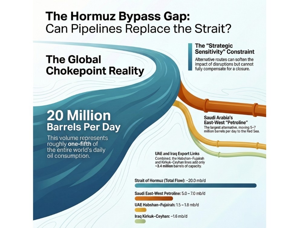 Bypass pipelines cannot fully replace Strait of Hormuz