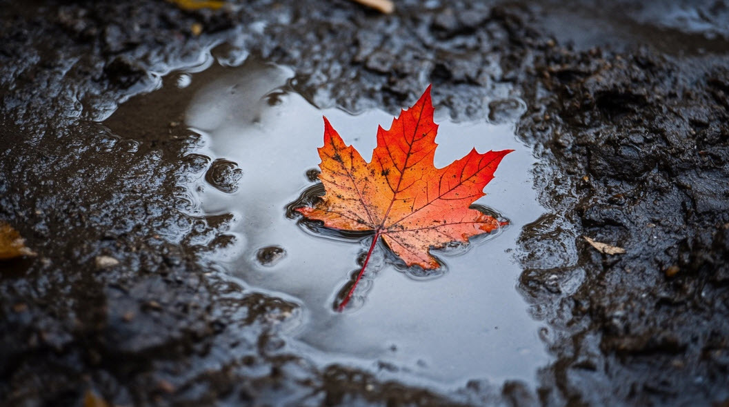maple leaf Canada dirty puddle