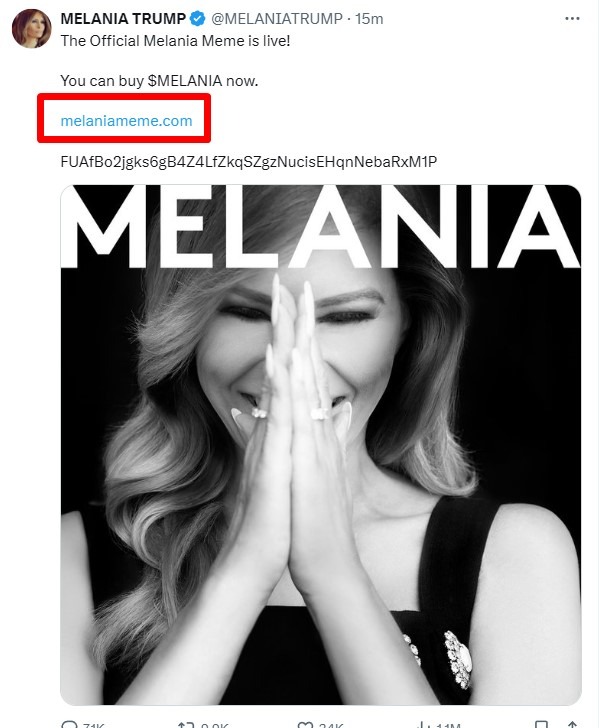 melania memecoin launch 2