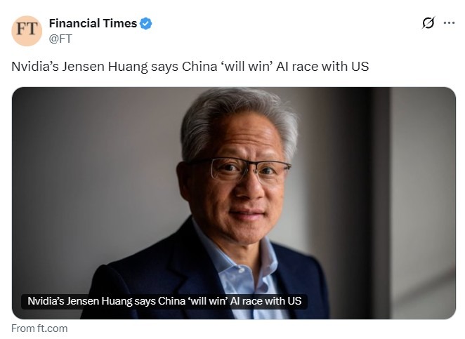 nvidia hunag china wins ai race
