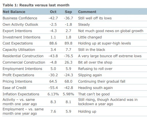 nz business confidence 26 October 2022
